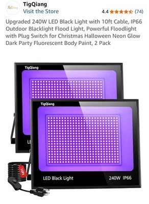 2Pcs UV Black Light 240 Watt UV LED Stage Blacklight Party DJ Club  Tigqiang New - Image 1 of 4