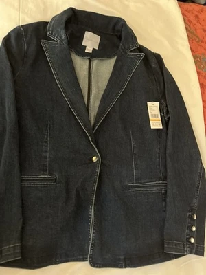 Chaqueta Blazer Gloria Vanderbilt Talla L Para Mujer Denim Azul Un Botón Clásica Foto 1 de 4