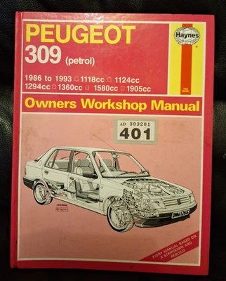 PEUGEOT 309 1986-93 HAYNES WORKSHOP MANUAL - Image 1 of 4