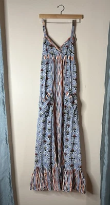 Urban Outfitters Eoote Blue Patterned Maxi Dress with Boho Vibe Medium - Image 1 of 4
