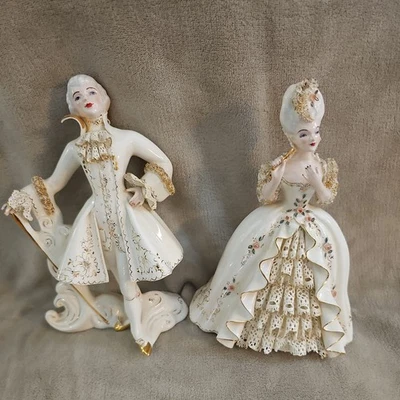 Florence Ceramics Pasadena CA King Louis XVI & Marie Antoinette Lots of Lace 10" - Image 1 of 4