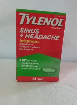 6 paquetes Tylenol dolor de cabeza sinusal para adultos 24 cápsulas Ea Exp 10/26 nuevo sellado ENVÍO GRATUITO Foto 1 de 3