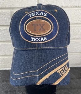 Blue Jean Hat Texas Denim Leather Patch Blue Brown - Bild 1 von 5