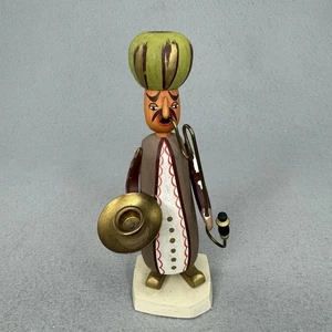Vintage West Germany Incense Smoker Turkish Man Figure Folk Art Wood 7 inch - Picture 1 of 11