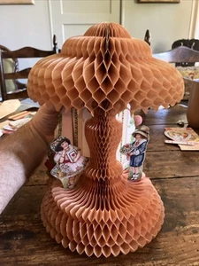 Large Antique 1920s Honeycomb Valentine – 11” Pop-Up Die-Cut Card w/ Children - Picture 1 of 9