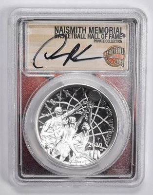 PR70 2020-P DENNIS RODMAN SIGNED Basketball HOF Commemorative Dollar PCGS *8532 - Image 1 of 4