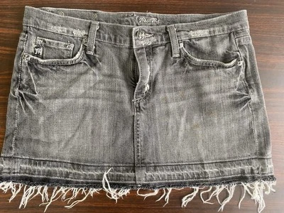 Minifalda Miss Me Signature negra denim elástica cruzada grande gótica envejecida Foto 1 de 4