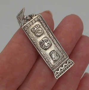 925 Sterling Silver Tasman MM 229 Mayan Totem Pendant 1.75" x .5" - Picture 1 of 5