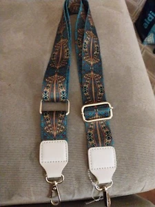 Replacement Purse Strap- Blue Geometric 1.5” x Up To 54” - Picture 1 of 6
