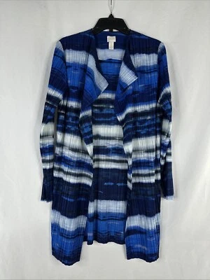 Cárdigan túnica Chicos frente abierto para mujer talla 2 rayas arrugadas manga larga Foto 1 de 4