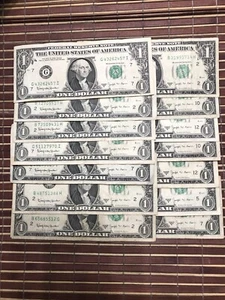 Vintage 14pc 1963 B Joseph Barr Various Condition Significant $1 Dollar Bills - Picture 1 of 2