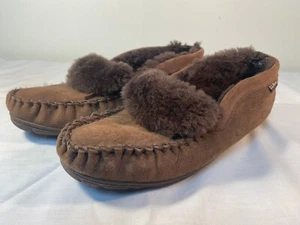 L.L. Bean Moccasin Slippers Men's Brown Suede Shearling Insulated - US 13 - Picture 1 of 7