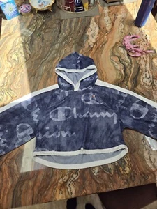 Champion leichter bauchfreier Mesh Hoodie Logo Reißverschluss Band Größe Large neu mit Etikett cropped - Bild 1 von 14