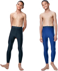2 Pack Youth & Boys Thermal Compression Baselayer Sport Tights Fleece Lined Pant - Picture 1 of 7