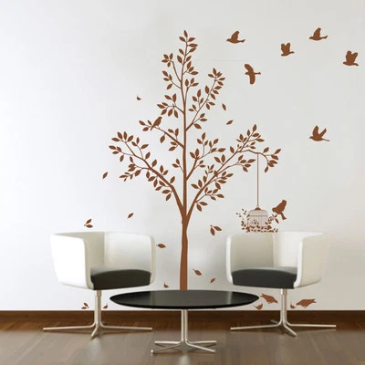 Large Tree with Birds & Cage Wall Art Vinyl Sticker, Wall Sticker- HIGH QUALITY - Image 1 of 4