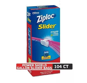 Ziploc Gallon Food Storage Slider Bags 104 Count Power Shield Technology - Picture 1 of 13