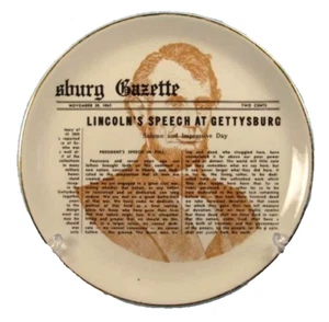 Abraham Lincoln Collector Plate Gettysburg Address Portrait & Words Speech (O) - Picture 1 of 4