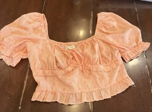 Juniors Orange Size Large Blouse Ruffles - Picture 1 of 4
