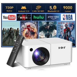 Portable Projector UHD 4K Android Smart WiFi Home Cinema Theater Bluetooth Movie - Picture 1 of 13