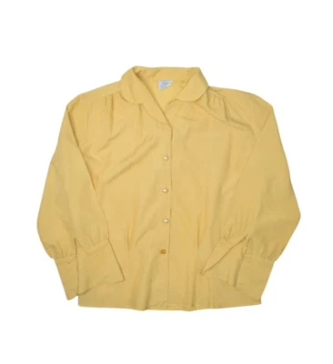 Camisa De Colección Años 60 Para Mujer M Amarilla Siltessa Piloto Blusa Volantes Perla Botones Foto 1 de 4