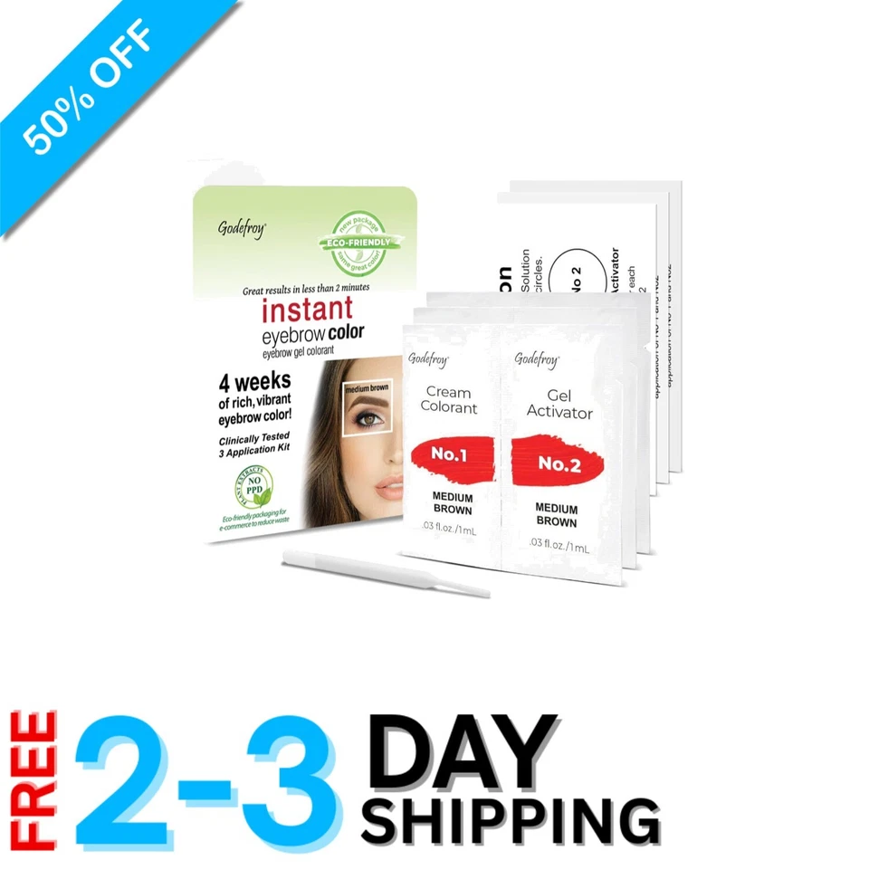 Unveil Radiance with Medium Brown Instant Eyebrow Dye - Lasts 12 Weeks - Image 1 of 4