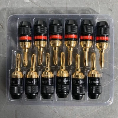 Sewell Direct SW-29863-6 Deadbolt 6-Pairs Banana Plugs,Gold Plated Speaker Plugs