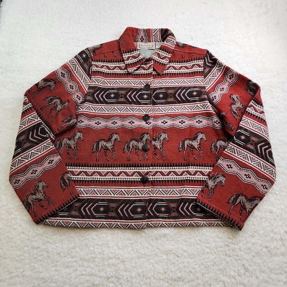 Chaqueta Blazer New Direction Lg Southwestern Horses Equestrian Tapestry Canyon Foto 1 de 4