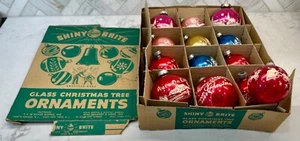 Vintage Box of Shiny Brite Christmas Ornaments - Rare Designs - Picture 1 of 2