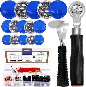 Wokape 70Pcs Tire Patch Kit Heavy Duty, Tire Roller, Liner Scraper, Rubber Repai - Picture 1 of 12