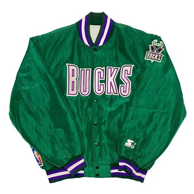 Винтажная редкая 90-х NBA Milwaukee баксы атласный стартер куртка-бомбер. Мужские большие - Изображение 1 из 4