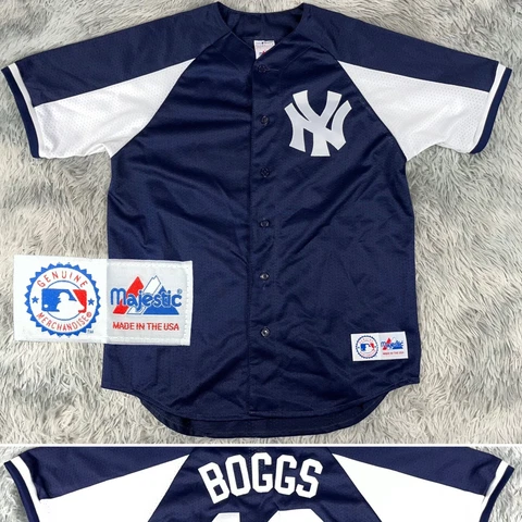 Vintage 90’s Majestic USA New York YANKEES #12 Wade BOGGS Baseball MLB Jersey L Cover