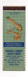 Walker & Canady Service Center Amoco Gas Hampton VA Girlie Streichholz Abdeckung - Bild 1 von 1