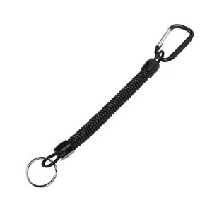 Retractable Elastic Rope Keychain Fishing Lanyard Security Tool Black - Picture 1 of 12
