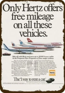 1984 HERTZ Car Rental & Pan Am United Eastern DEKORATIVE REPLICA METALLSCHILD - Bild 1 von 1