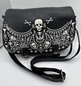 Rare Loungefly Bandana Skull Messager Bag Crossbody Bag Purse 12.5"x9"x3" - Picture 1 of 24
