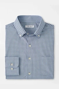 Petter Millar Summer Comfort Murray Performance Shirt Men’s L Blue Check Preppy - Picture 1 of 9