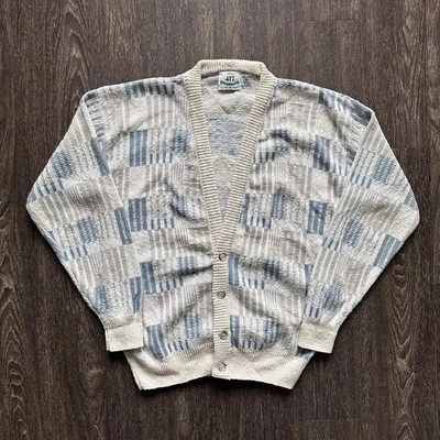 VTG 417 By Van Heusen Heavy Chunky Knit Cardigan Size M Ocean Grandpacore USA - Image 1 of 4
