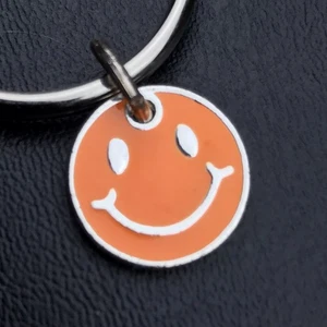 Orange Happy Face Keychain Smile Key Ring Fob Holder Keyring Smile - Picture 1 of 6