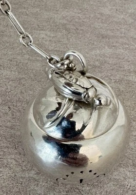 OLD RARE GEORG JENSEN STERLING HAND WROUGHT BLOSSOM TEA BALL OR TEA EGG - Image 1 of 4