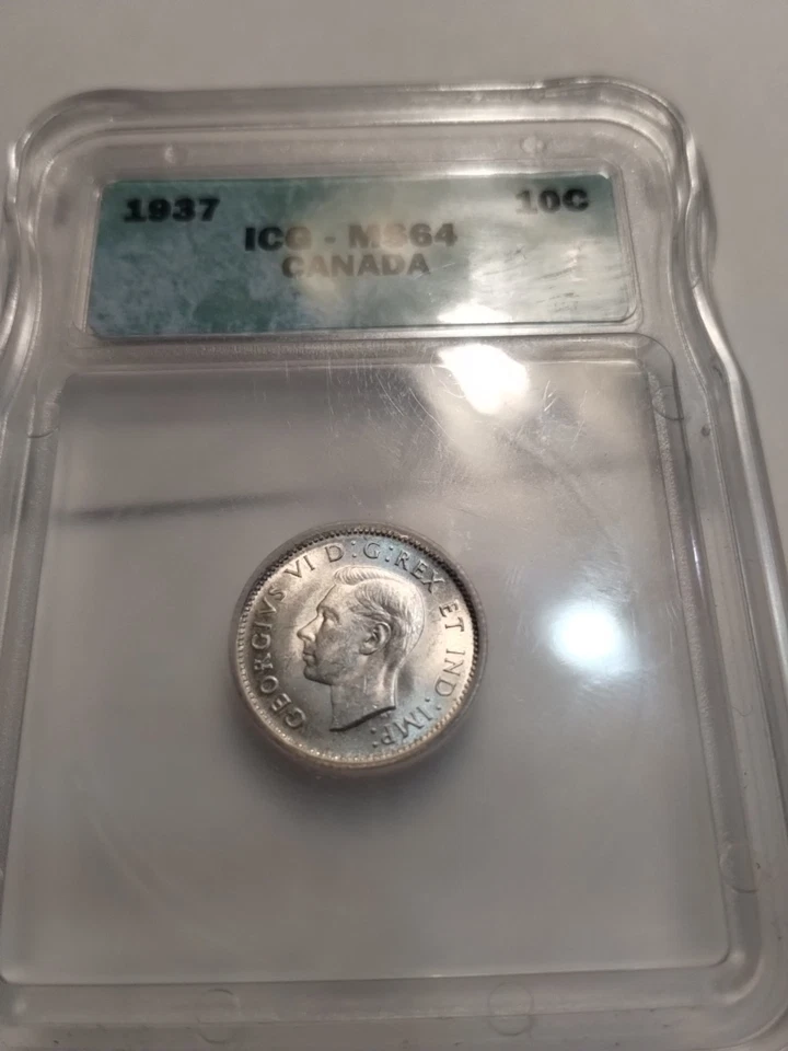Canada 1937 Silver 10 Cents ICG MS-64 - Image 1 of 4