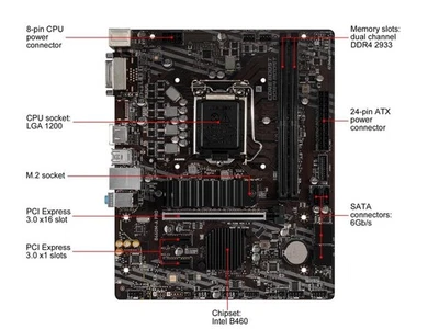 MSI MPG B460M-A PRO/B460M BOMBER LGA1200 B460 10TH DDR4 MATX Motherboard Tested - Image 1 of 4