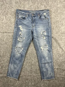 American Eagle Womens Tomgirl Distressed Stretch Jeans Med Wash Size 14 Regular - Picture 1 of 9