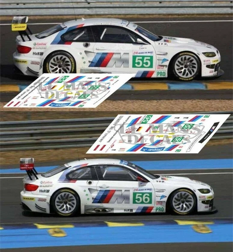 STICKERS LE MANS Stickers BMW M3 GT2 Le Mans 2011 55 56 1:32 1:24 1:43 1:18 64 87 slot decals