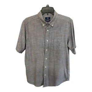 GEORGE Mens Classic Fit Button Up Shirt~Size S(34-36)~Grey & White Short Sleeve - Picture 1 of 8