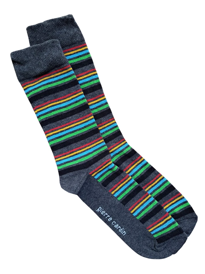PIERRE CARDIN | Mens Multicoloured Stripes Socks | One Size UK 7-11 EU 40-46 - Image 1 of 1