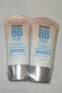 2 Pack Maybelline Dream Pure BB Cream, Light/Medium 110, 1 fl oz - Picture 1 of 3