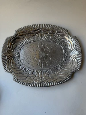 WILTON Armetale Acanthus Large Oval Silver Tone Metal Tray/Platter  19"x 15" - Image 1 of 4