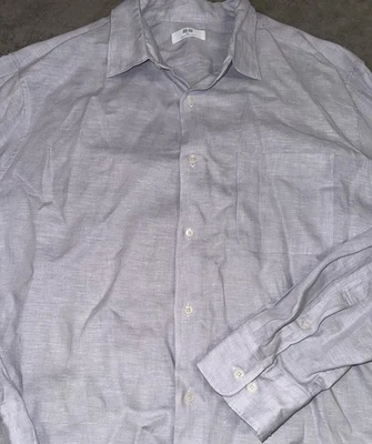 Uniqlo 100% Linen Shirt Mens 2XL Light Gray Long Sleeve Button Up Breathable EUC - Image 1 of 4
