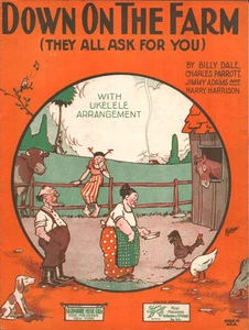 1923 DOWN ON THE FARM antike Jazz Noten HUMORVOLLLIED - Bild 1 von 2