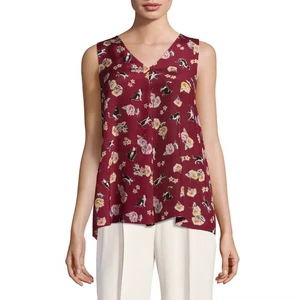NWT $150 WEEKEND Max Mara L Bruno Sleeveless Silk Blouse Top in Cat Floral Print - Picture 1 of 4